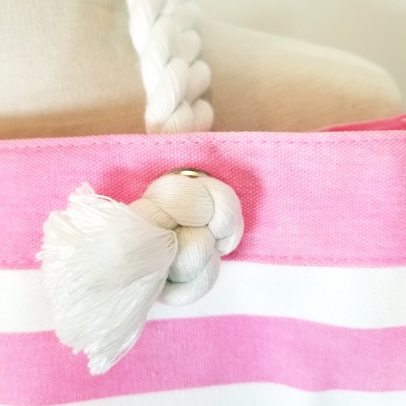Victoria's Secret Vintage Pink Striped Beach Tote NWT Resort Vacay Weekender - Picture 10 of 16
